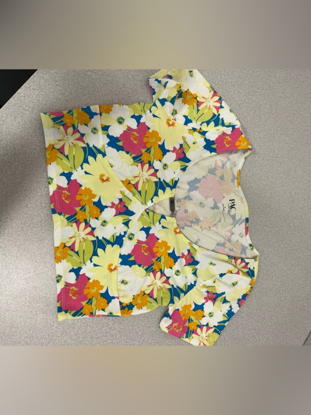 PacSun Floral Crop Top in Yellow, Blue, Pink, White